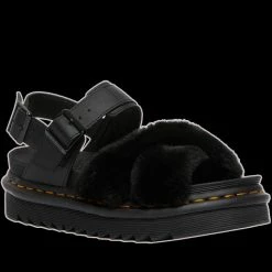 Dr. Martens Dr Martens - VOSS FLUFFY BLACK FAUX FUR SANDALS