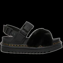 Dr. Martens Dr Martens - VOSS FLUFFY BLACK FAUX FUR SANDALS
