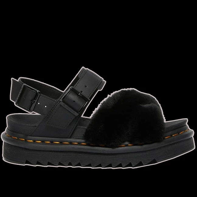 Dr. Martens Dr Martens - VOSS FLUFFY BLACK FAUX FUR SANDALS 4 Dr. Martens Dr Martens - VOSS FLUFFY BLACK FAUX FUR SANDALS