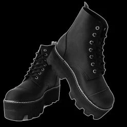 TUK T.U.K. - Black Vegan 7-Eye Dino Lug Sole Boot Shoes & Boots