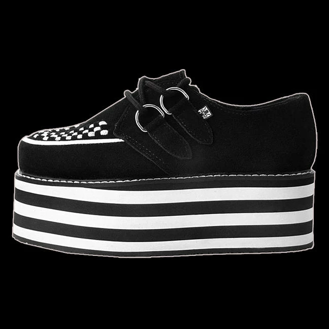 TUK T.U.K. - Black & White Stripe Stack Shoes & Boots 4 TUK T.U.K. - Black & White Stripe Stack Shoes & Boots