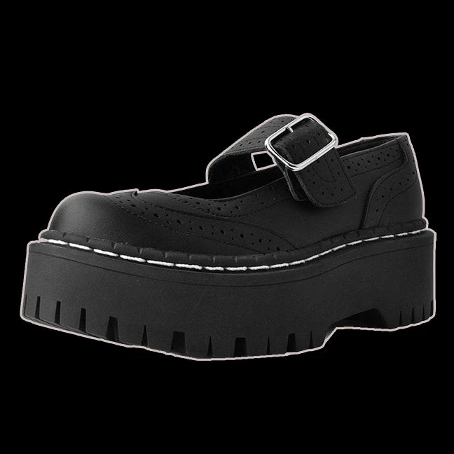 TUK - Double Decker Black Mary Jane Shoes & Boots 3 TUK - Double Decker Black Mary Jane Shoes & Boots