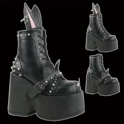 Demonia/Pleaser Shoes Demonia - Black Vegan Leather Convertible Ear Camel Boot 202