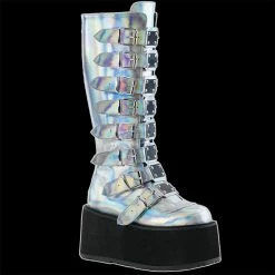 Demonia/Pleaser Shoes Demonia - DAMNED-318 Silver Hologram Vegan Leather Shoes & Boots