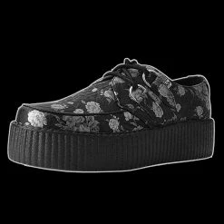 TUK T.U.K. - Silver Rose Print D-Ring Mondo Creeper Shoes & Boots