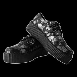 TUK T.U.K. - Silver Rose Print D-Ring Mondo Creeper Shoes & Boots