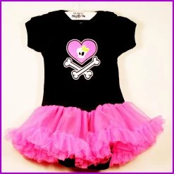 Babysitter's Nightmare - Heart Crossbones Pink Tutu Dress