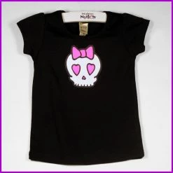 Babysitter's Nightmare- Skull And Heart Bow Tee Kid's Stuff