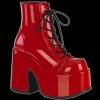 Demonia/Pleaser Shoes Demonia - Red Patent Faux Leather Platform Heel Boot Camel 203