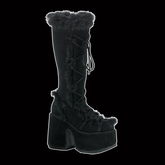 Demonia/Pleaser Shoes Shoes & Boots Demonia - Black Faux Fur Camel 3 Demonia/Pleaser Shoes Shoes & Boots Demonia - Black Faux Fur Camel