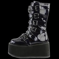 Demonia/Pleaser Shoes Demonia - DAMNED-225 Spiked Strap Black Hologram Patent Vegan Leather