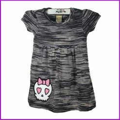 Babysitter's Nightmare - Grey Burnout Bow Skull Dress