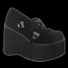Demonia/Pleaser Shoes Demonia - Kera Black Velvet Bat Buckle Platform Wedge Shoe Shoes & Boots