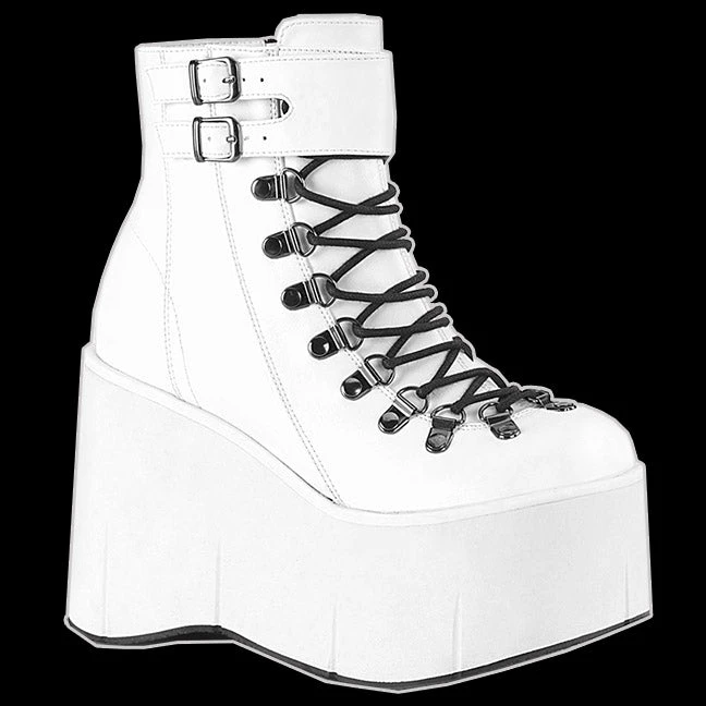 Demonia/Pleaser Shoes Demonia - White 2 Buckle Kera Lace Up Shoes & Boots 3 Demonia/Pleaser Shoes Demonia - White 2 Buckle Kera Lace Up Shoes & Boots
