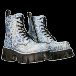New Rock - Petals Blue Lace Boot