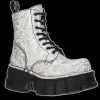 New Rock - Petals Silver Lace Boot Shoes & Boots