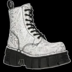 New Rock - Petals Silver Lace Boot Shoes & Boots