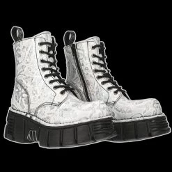 New Rock - Petals Silver Lace Boot Shoes & Boots