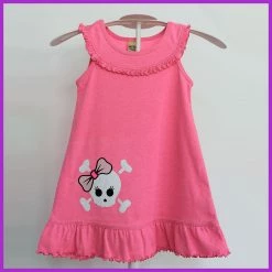 Babysitter's Nightmare - Pink Bow Skull Ruffle Top Dress Kid's Stuff