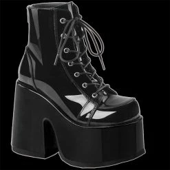 Demonia/Pleaser Shoes Demonia - Patent Faux Leather Platform Heel Boot Camel 203