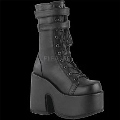 Demonia/Pleaser Shoes Shoes & Boots Demonia - CAMEL-250 Black Faux Leather 2 Strap Boot