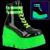 Demonia/Pleaser Shoes Shoes & Boots Demonia - SHAKER-52 Blk Pat-UV Neon Green
