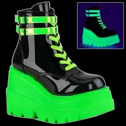 Demonia/Pleaser Shoes Shoes & Boots Demonia - SHAKER-52 Blk Pat-UV Neon Green