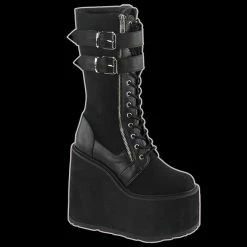 Demonia/Pleaser Shoes Demonia - TALL LACE UP SWING - 221 Black Vegan Leather Shoes & Boots