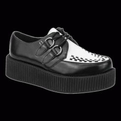 Shoes & Boots TUK - Black & White Leather Viva Mondo Creeper Shoe