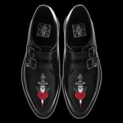 TUK - Black TUKskin™ Vegan Rose & Dagger Creeper Shoe Shoes & Boots