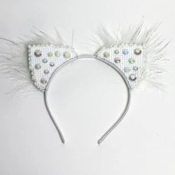 Vixens And Angels Kitten Ears White Rhinestone Kandi Kitten Ears
